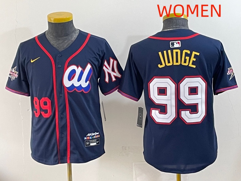 Women 2025 New York Yankees #99 Judge Drak Blue All star Blank Blue Nike MLB Jersey style 4